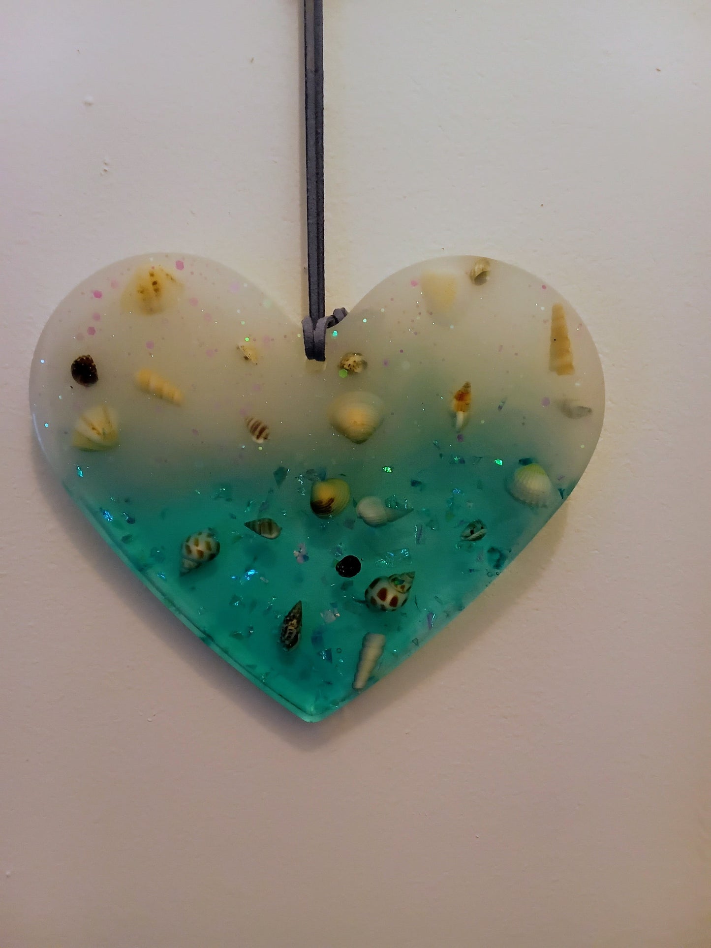 Large Handmade Seaside Shell Hanging Heart
