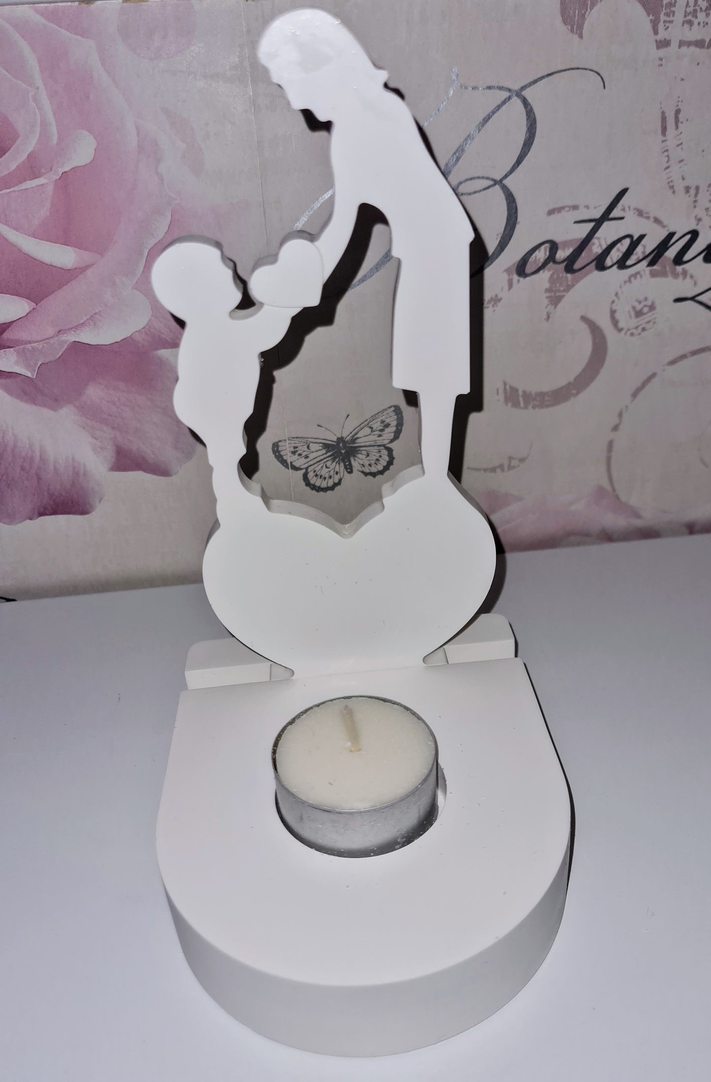 Handmade Mum with Child Tealight Holder