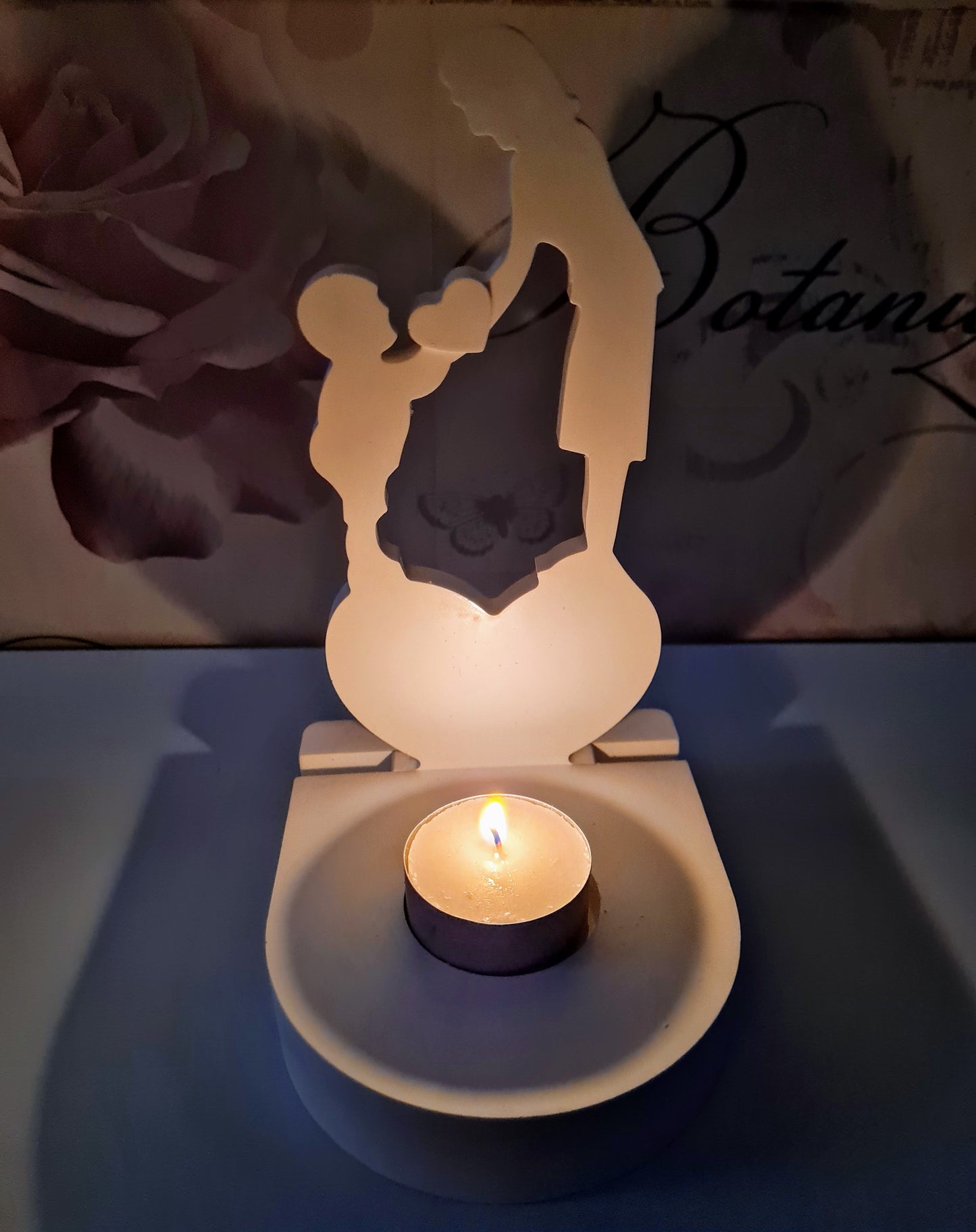 Handmade Mum with Child Tealight Holder