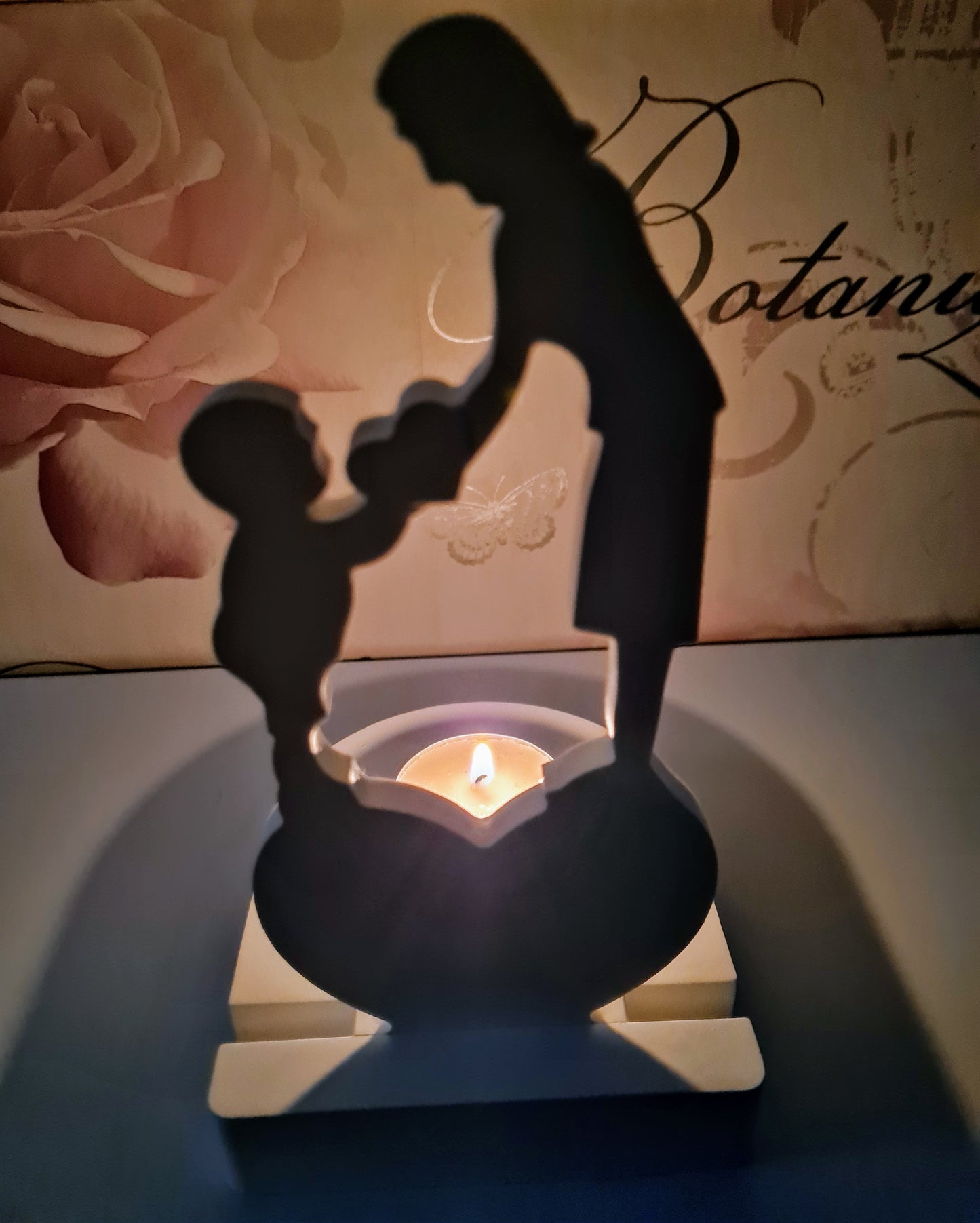 Handmade Mum with Child Tealight Holder