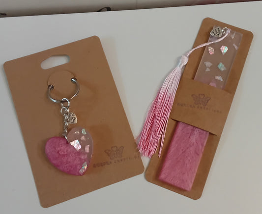 Sparkle Pink Bookmark & Keyring Sets