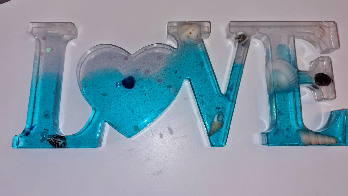 Handmade Seashell Love Freestanding sign