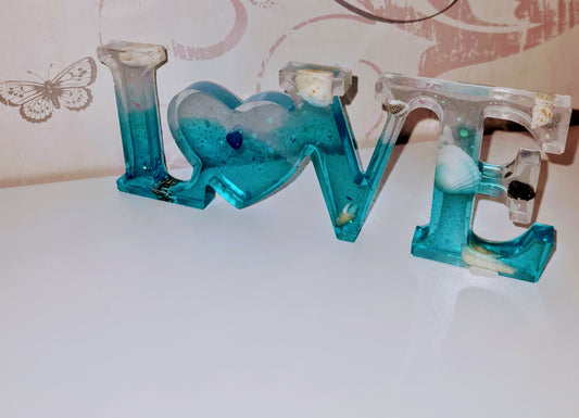 Handmade Seashell Love Freestanding sign